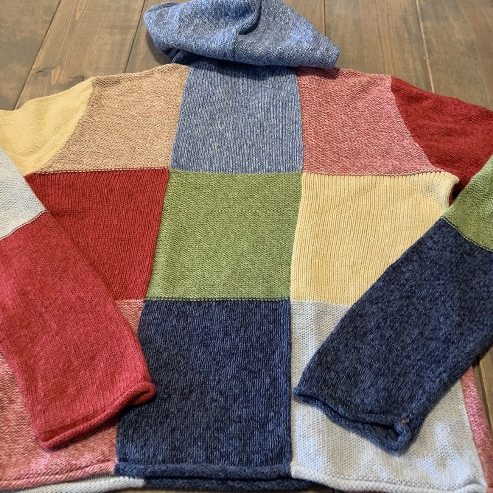 SOLD Long Sleeve Multicolored Hoodie Knit Sweater - Picture 6 of 6